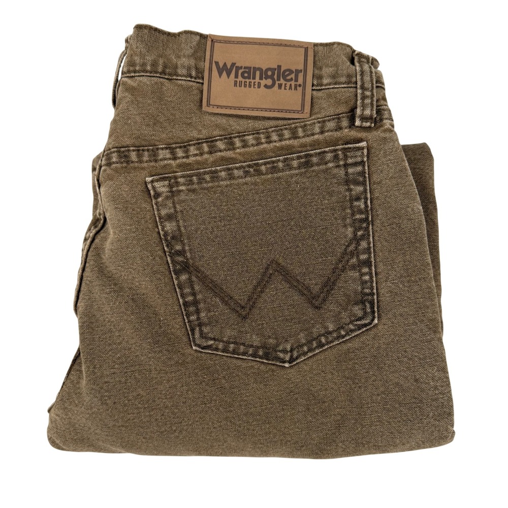 Wrangler Rugged Wear Jeans Mens 30x30 Brown Thermal Lined Straight Workwear